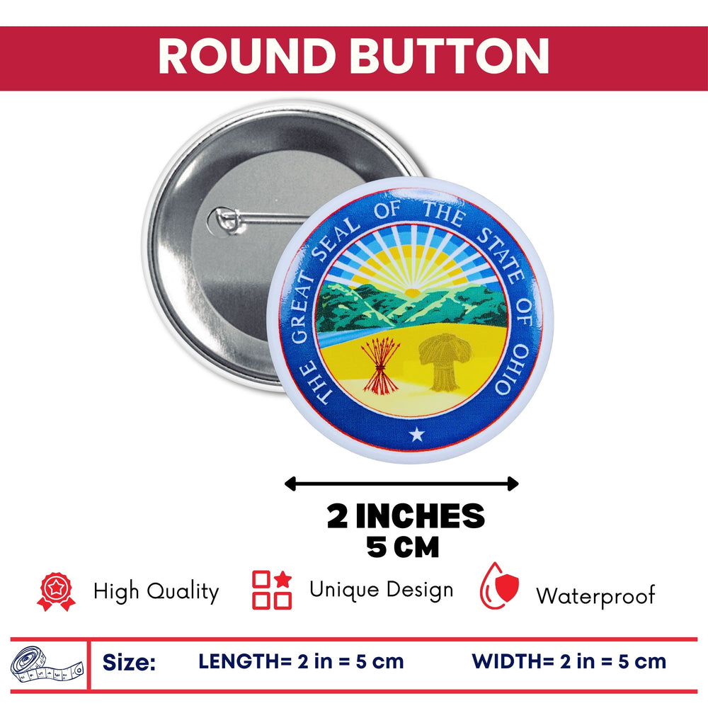 Round Button - State Seal Ohio - USA