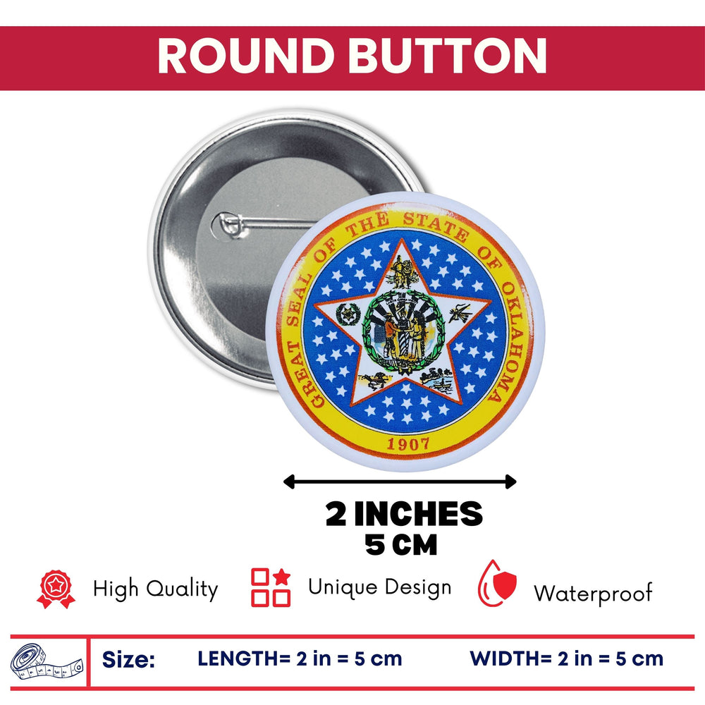 Round Button - State Seal Oklahoma - USA