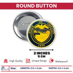 Round Button - State Seal Oregon - USA