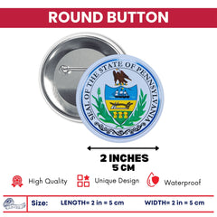 Round Button - State Seal Pennsylvania - USA