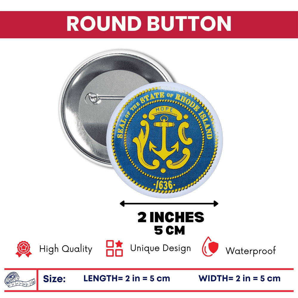 Round Button - State Seal Rhode Island - USA