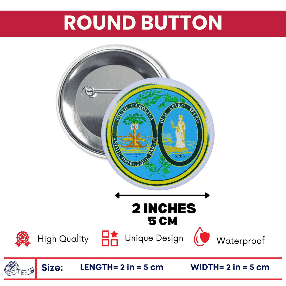 Round Button - State Seal South Carolina - USA