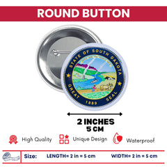 Round Button - State Seal South Dakota - USA