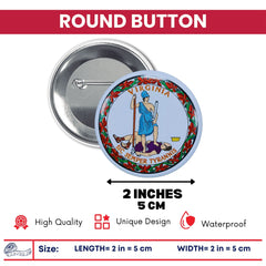 Round Button - State Seal Virginia - USA