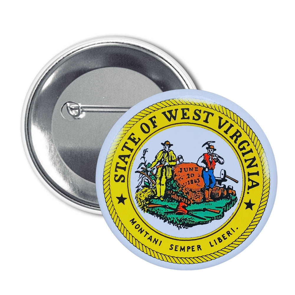 Round Button - State Seal West Virginia - USA