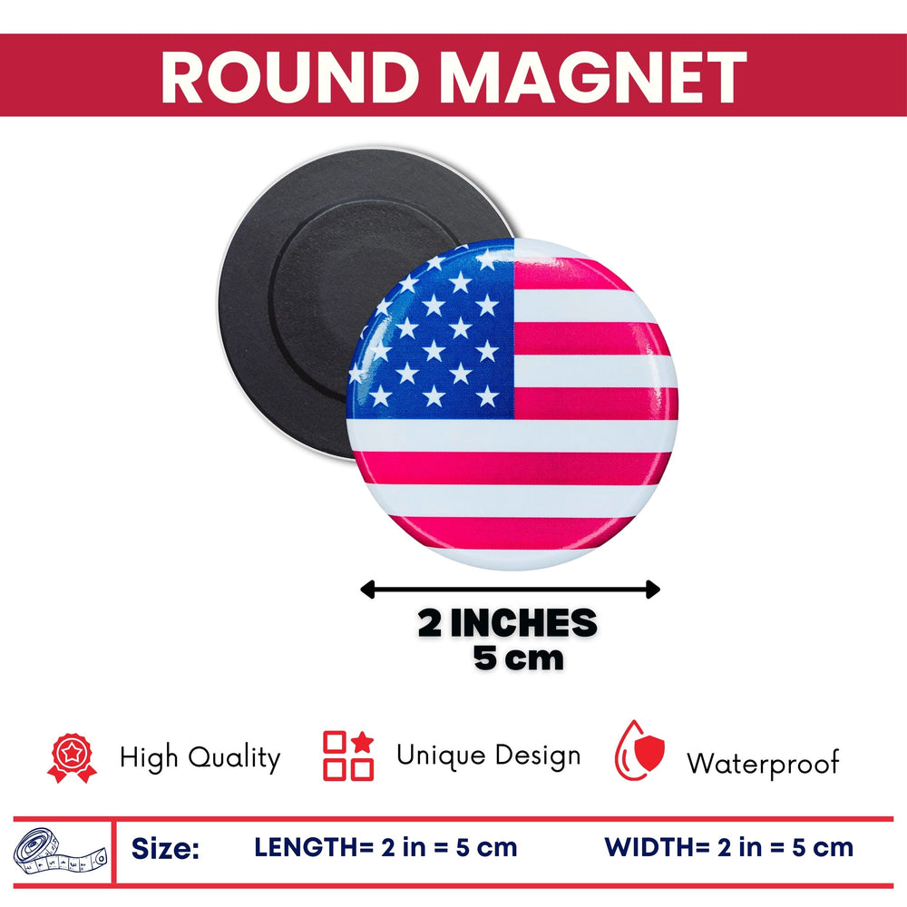Round Magnet - Flag United States - USA