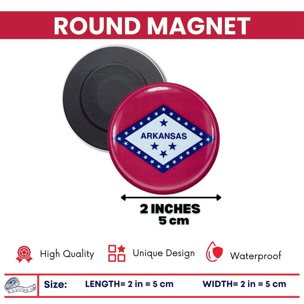 Round Magnet - State Flag Arkansas - USA