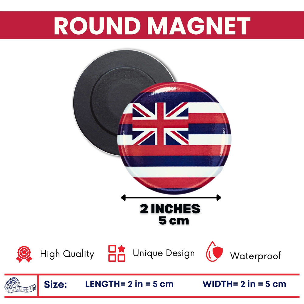 Round Magnet - State Flag Hawaii - USA