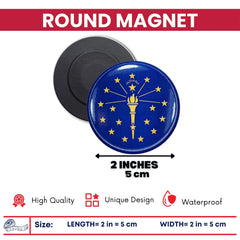 Round Magnet - State Flag Indiana - USA