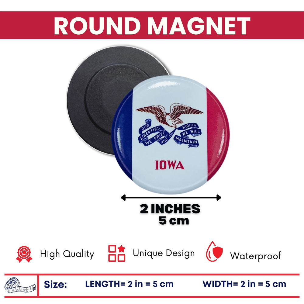 Round Magnet - State Flag Iowa - USA