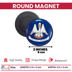 Round Magnet - State Flag Louisiana - USA