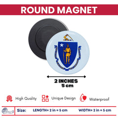 Round Magnet - State Flag Massachusetts - USA