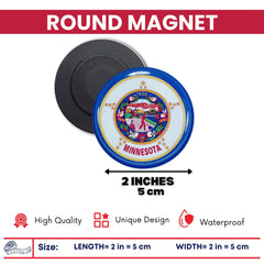 Round Magnet - State Flag Minnesota - USA