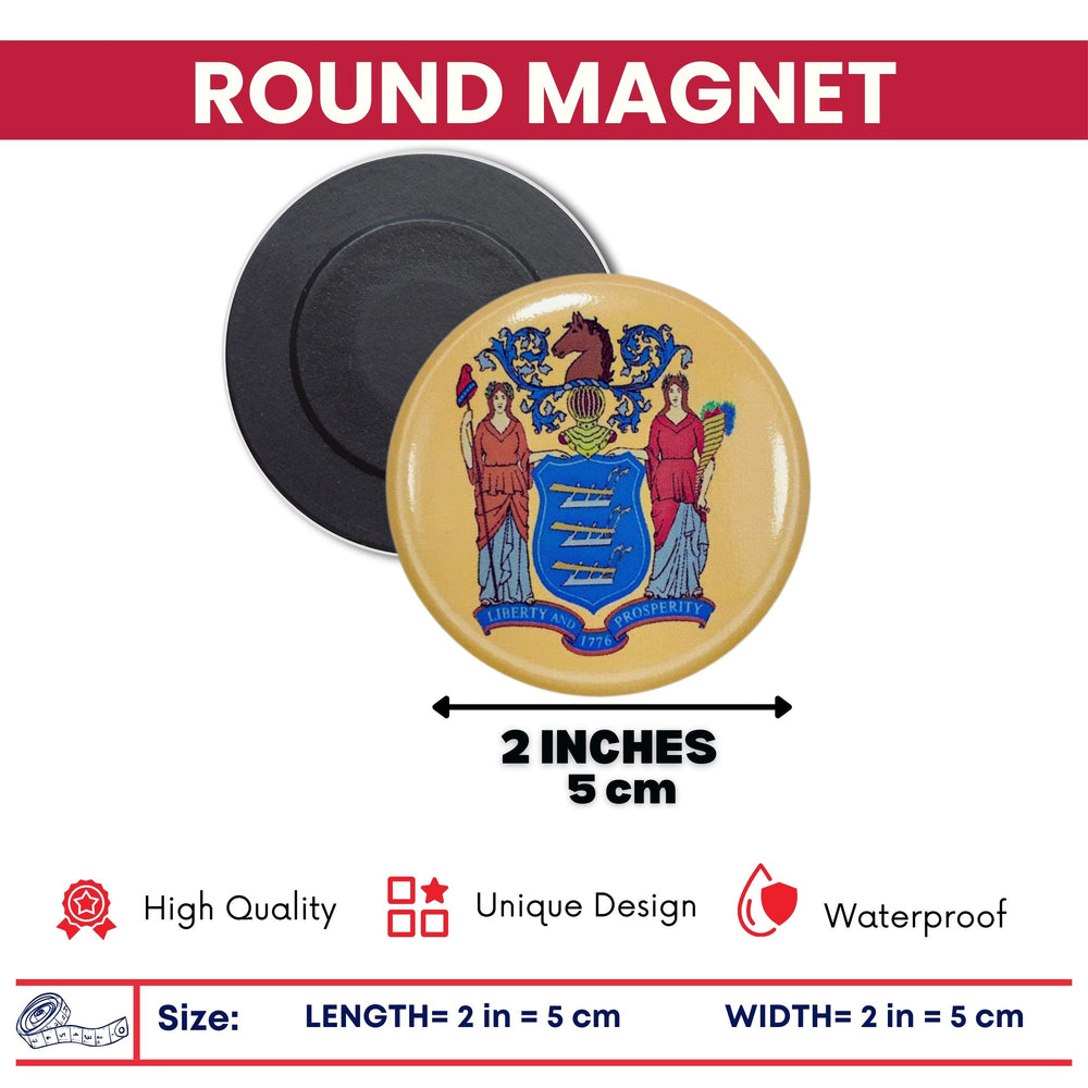 Round Magnet - State Flag New Jersey - USA