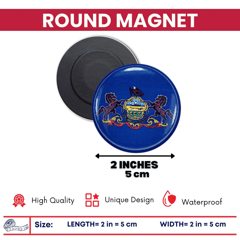 Round Magnet - State Flag Pennsylvania - USA