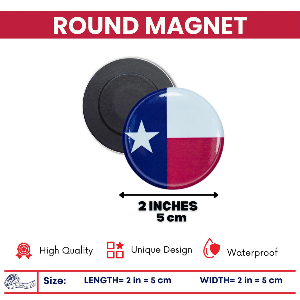 Round Magnet - State Flag Texas - USA