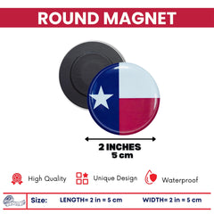 Round Magnet - State Flag Texas - USA