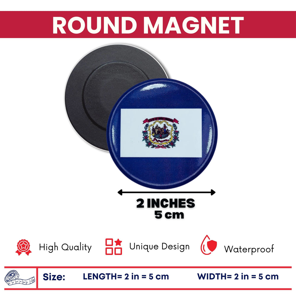 Round Magnet - State Flag West Virginia - USA