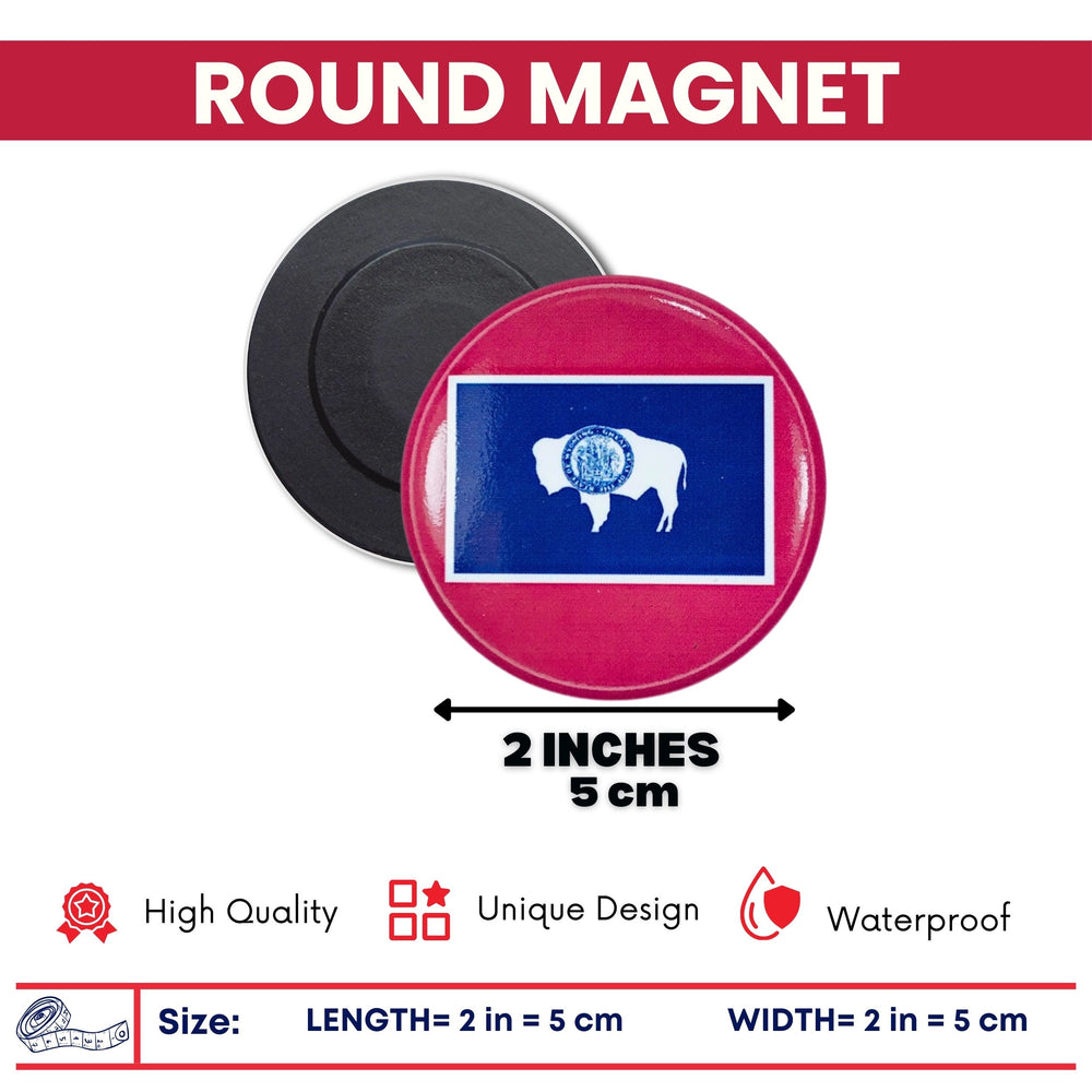 Round Magnet - State Flag Wyoming - USA