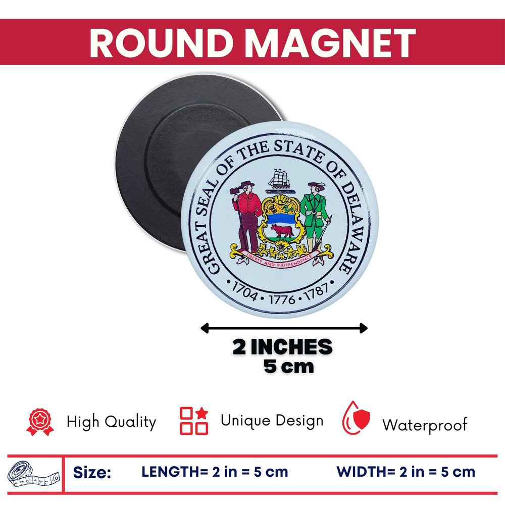 Round Magnet - State Seal Delaware - USA