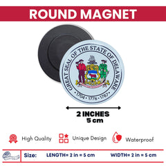 Round Magnet - State Seal Delaware - USA