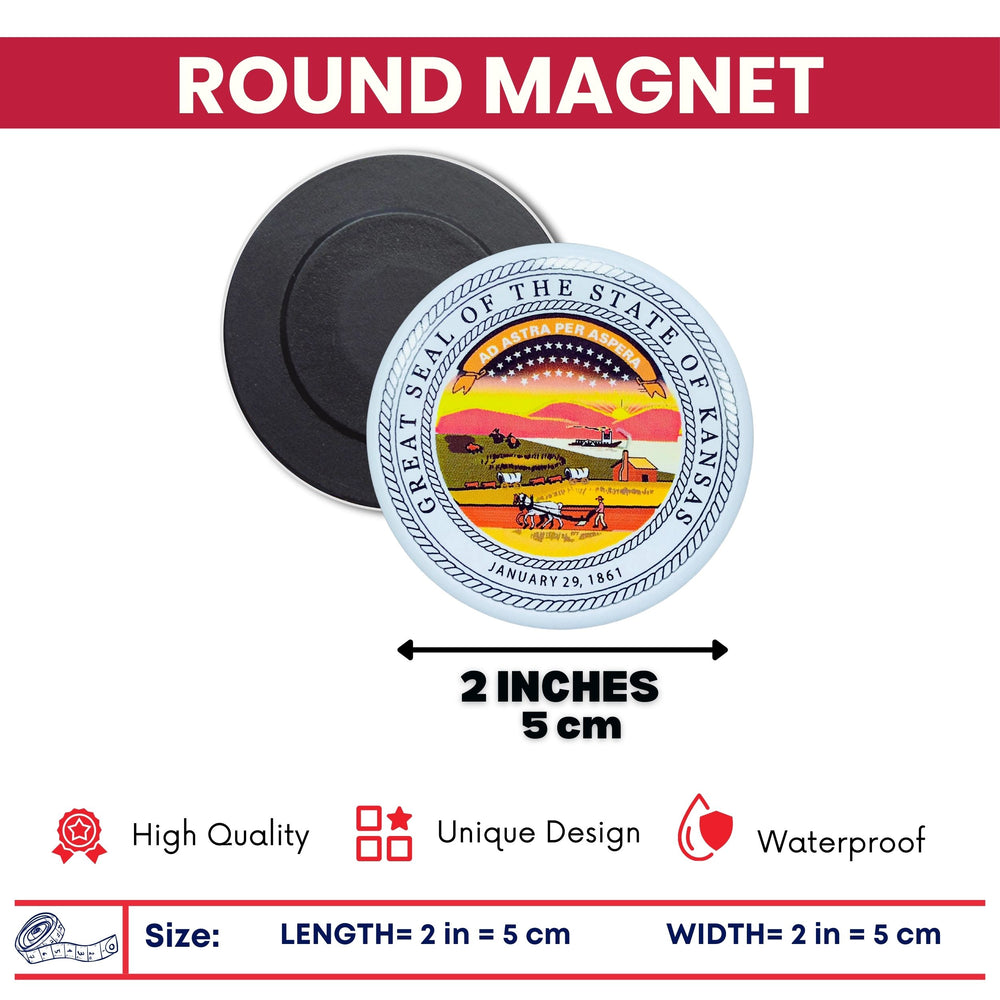 Round Magnet - State Seal Kansas - USA