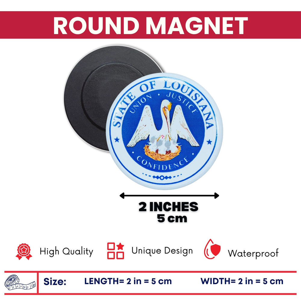 Round Magnet - State Seal Louisiana - USA