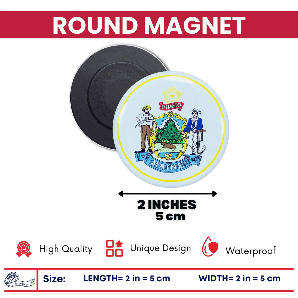 Round Magnet - State Seal Maine - USA