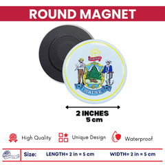 Round Magnet - State Seal Maine - USA