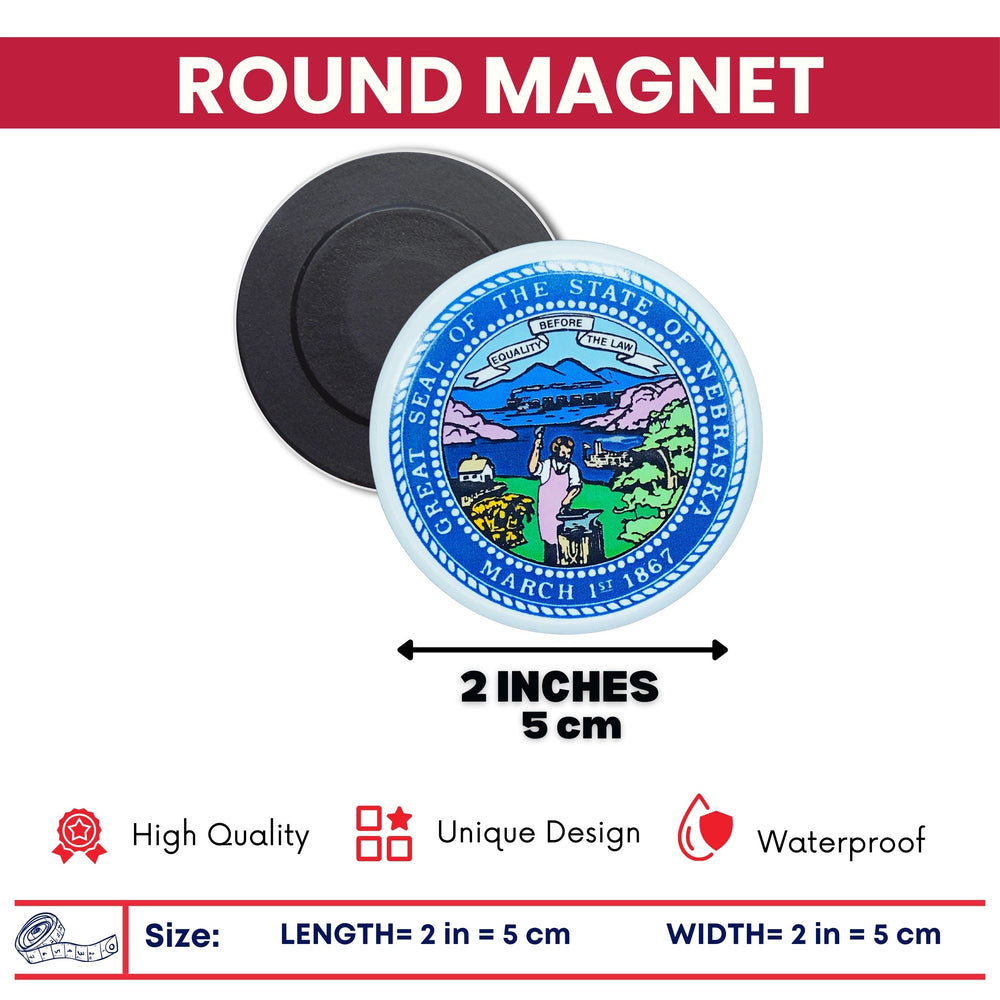Round Magnet - State Seal Nebraska - USA