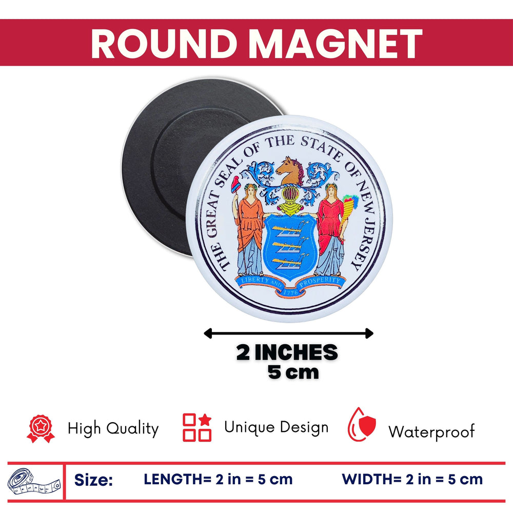 Round Magnet - State Seal New Jersey - USA