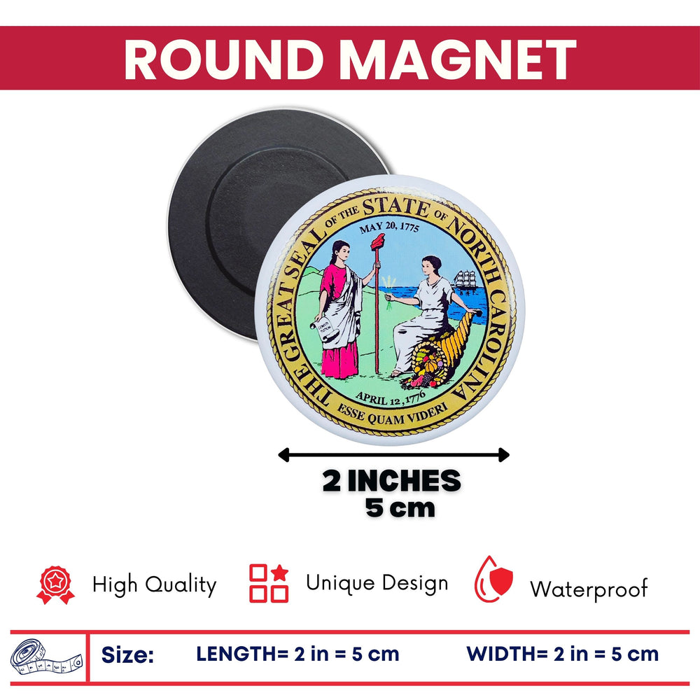 Round Magnet - State Seal North Carolina - USA