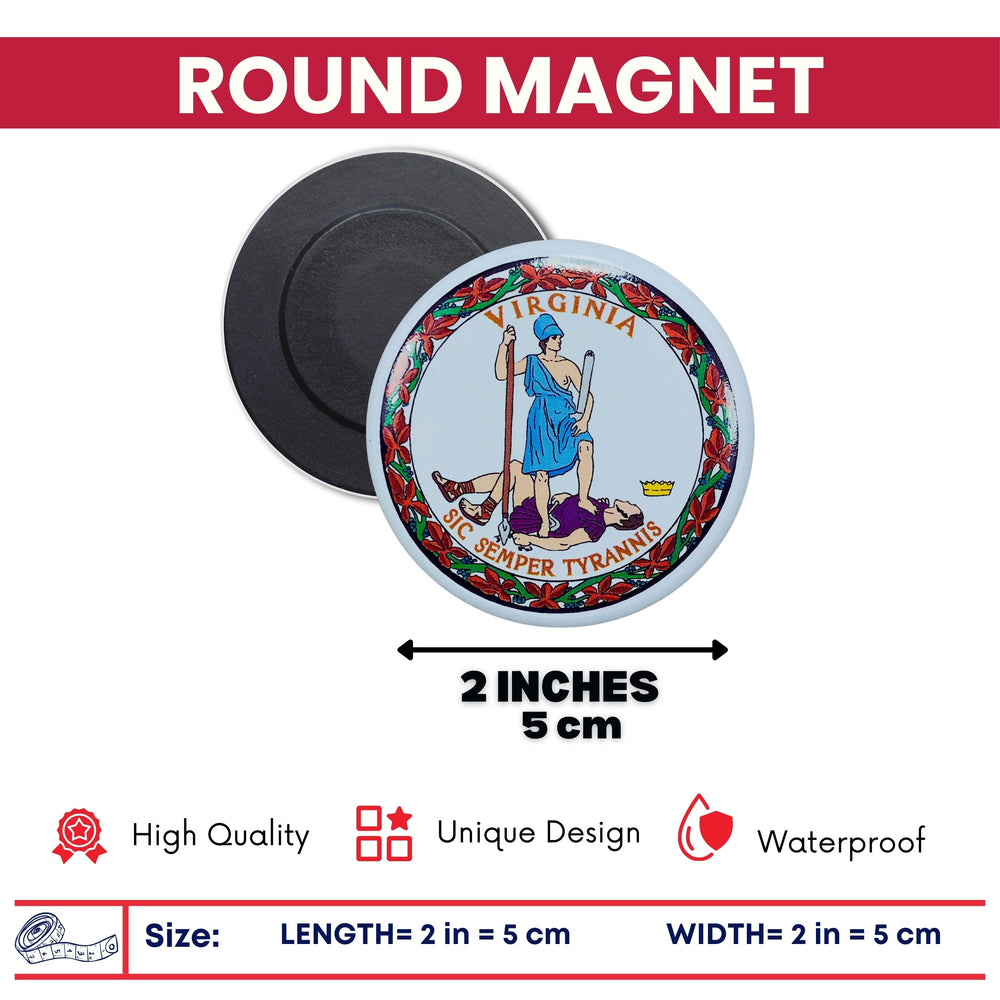 Round Magnet - State Seal Virginia - USA