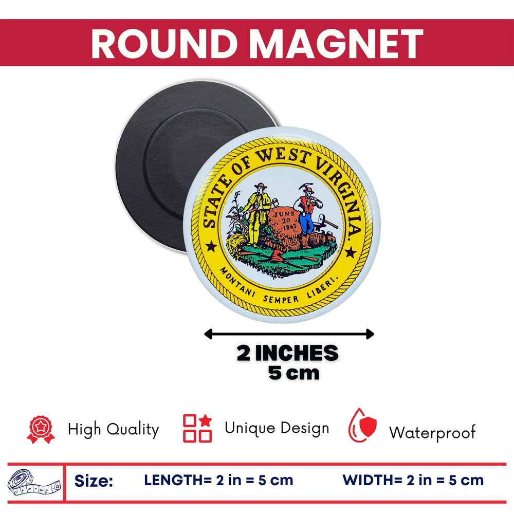 Round Magnet - State Seal West Virginia - USA