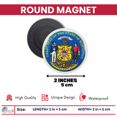 Round Magnet - State Seal Wisconsin - USA