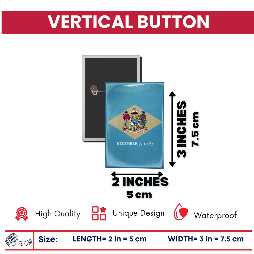 Vertical Button - State Flag Delaware - USA