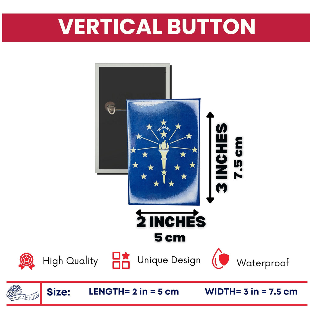 Vertical Button - State Flag Indiana - USA
