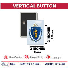 Vertical Button - State Flag Massachusetts - USA