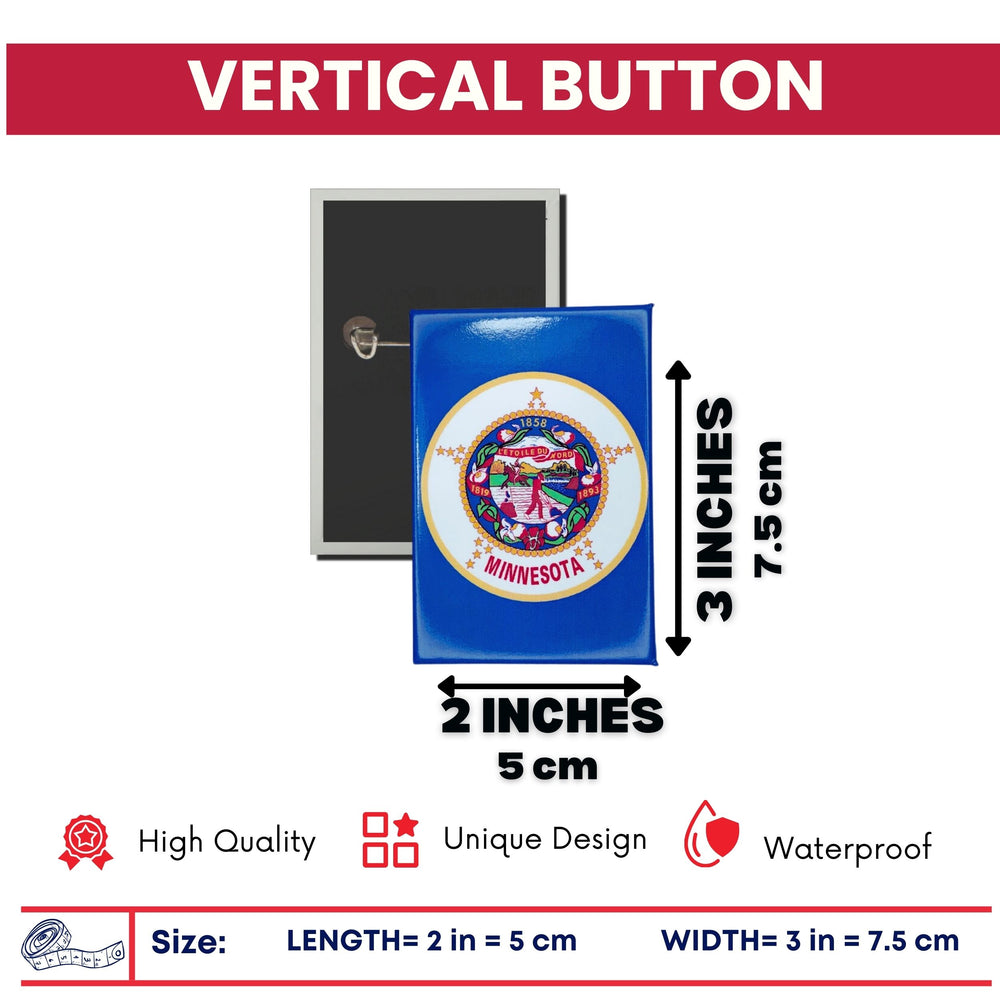 Vertical Button - State Flag Minnesota - USA
