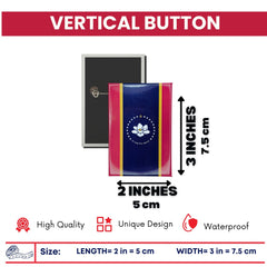 Vertical Button - State Flag Mississippi - USA