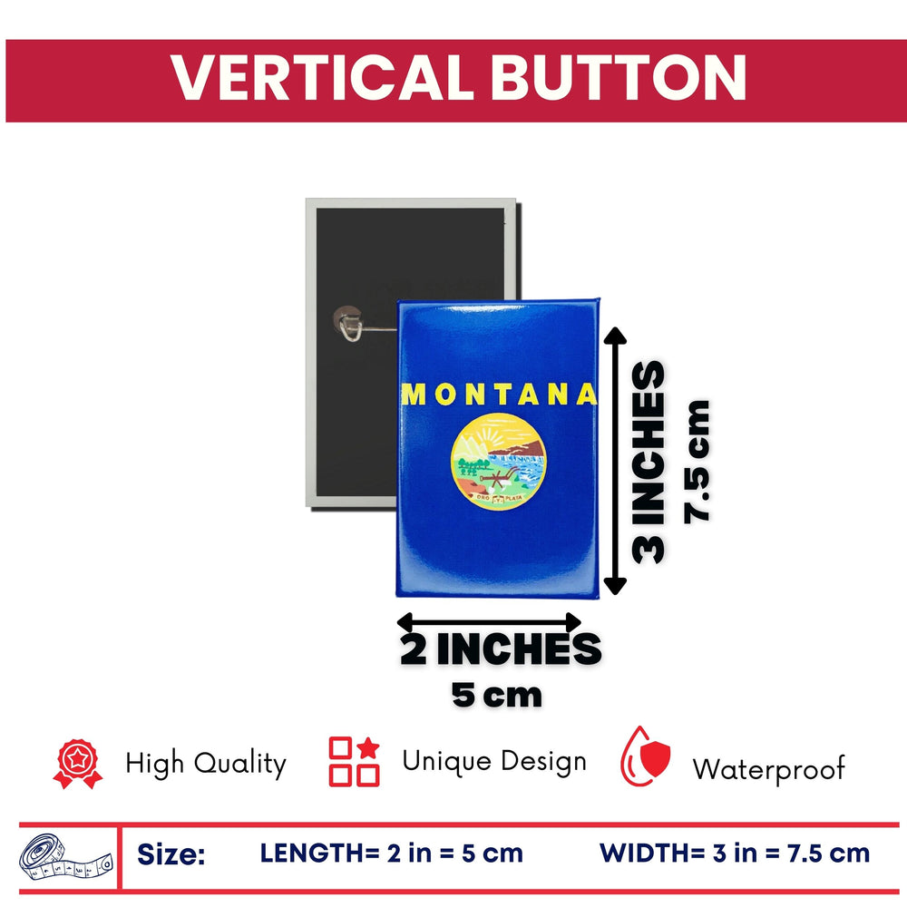 Vertical Button - State Flag Montana - USA