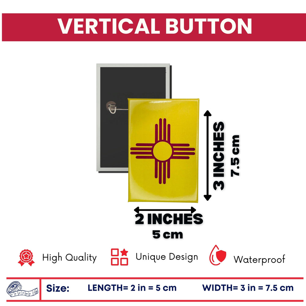 Vertical Button - State Flag New Mexico - USA