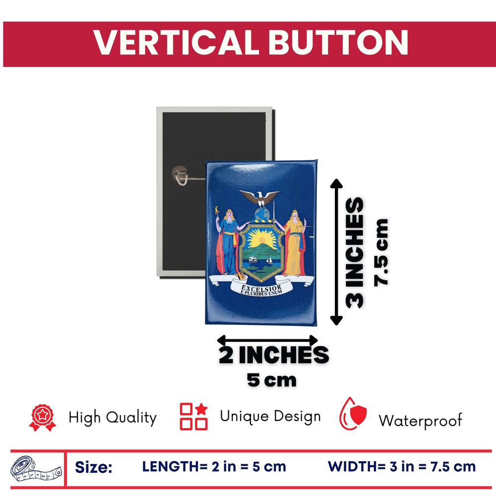 Vertical Button - State Flag New York - USA