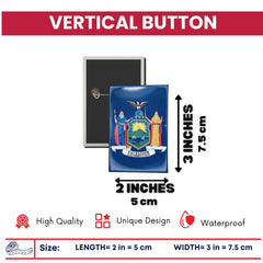 Vertical Button - State Flag New York - USA