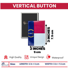 Vertical Button - State Flag North Carolina - USA