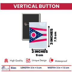 Vertical Button - State Flag Ohio - USA