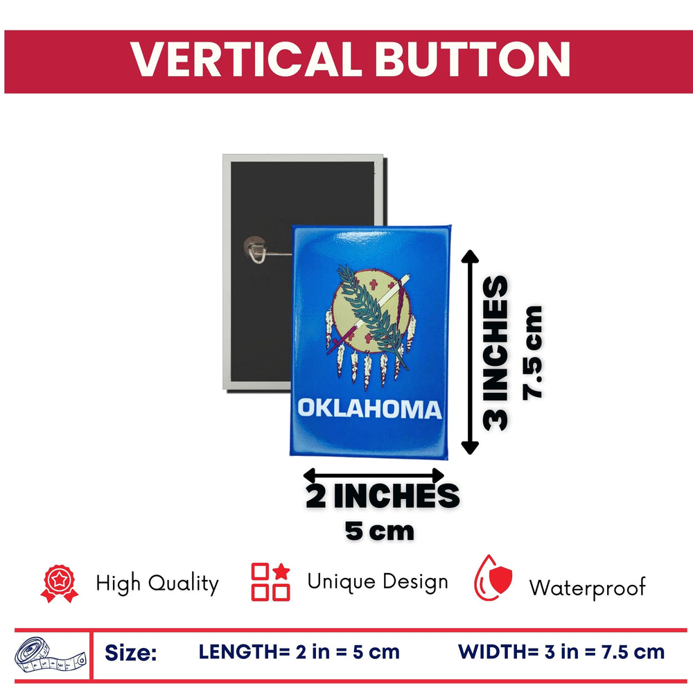 Vertical Button - State Flag Oklahoma - USA