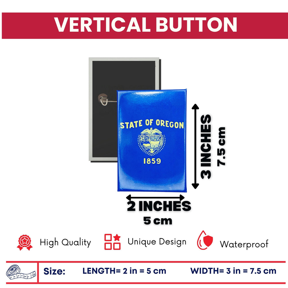 Vertical Button - State Flag Oregon - USA
