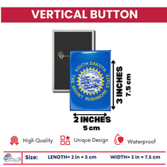 Vertical Button - State Flag South Dakota - USA