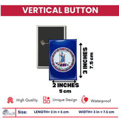 Vertical Button - State Flag Virginia - USA